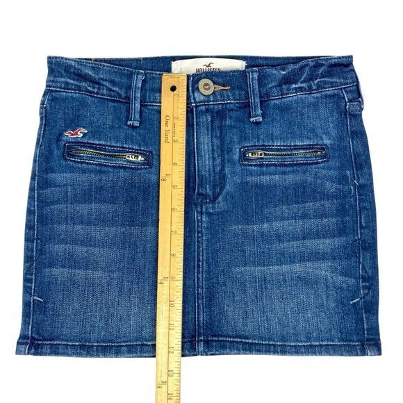 Hollister Vintage Denim Mini Skirt Women 25 Blue Medium Wash Pockets Modest Chic - Picture 8 of 11